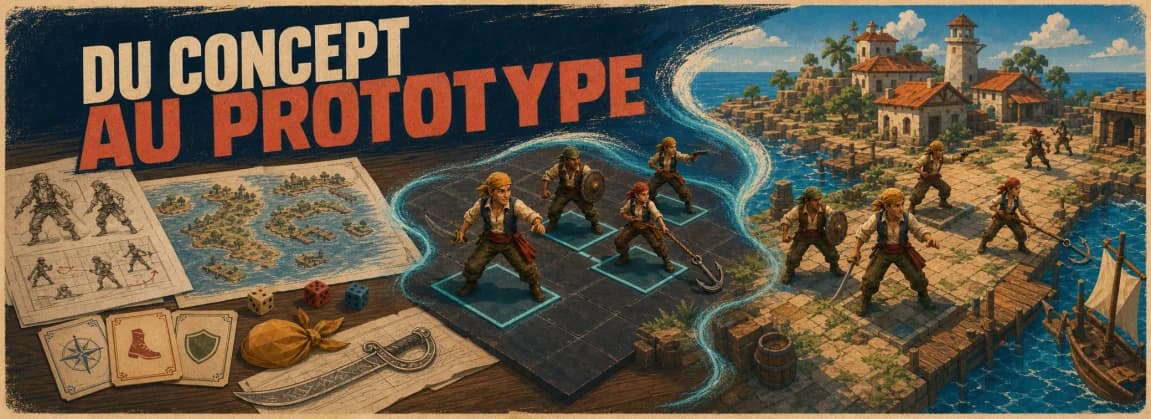 Le Grand courant, projet de MMORPG tactique en développement, du concept au prototype.